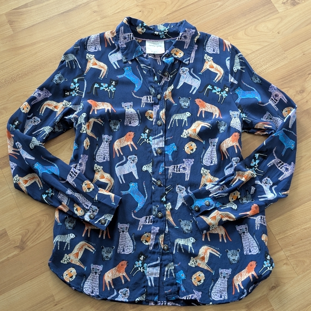 NWOT Carolyn Gavin Jungle Cat Print Tiger Leopard Top 6 - Picture 13 of 14